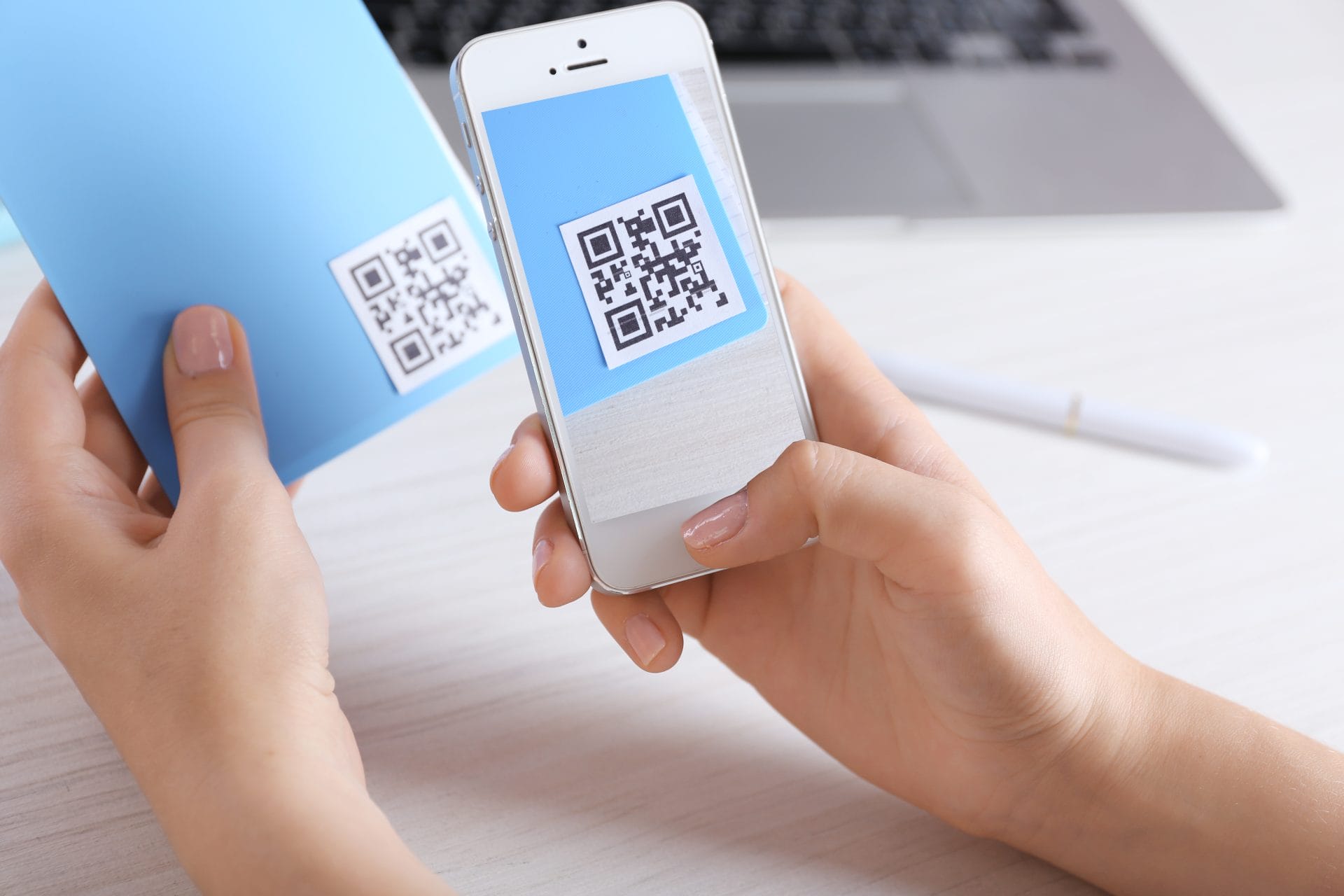 QR code being scanned 