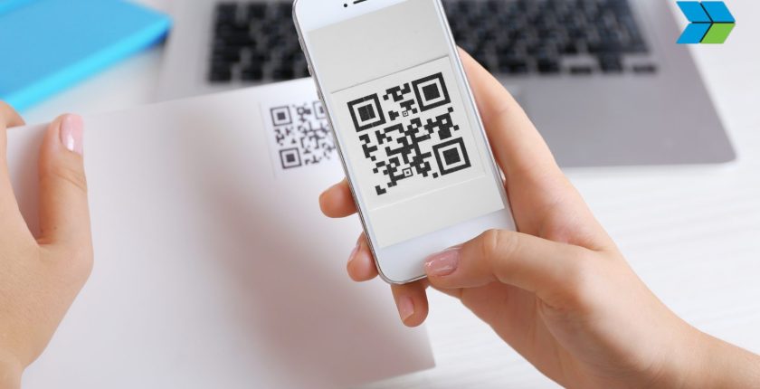 Scanning a QR code on a piece of direct mail